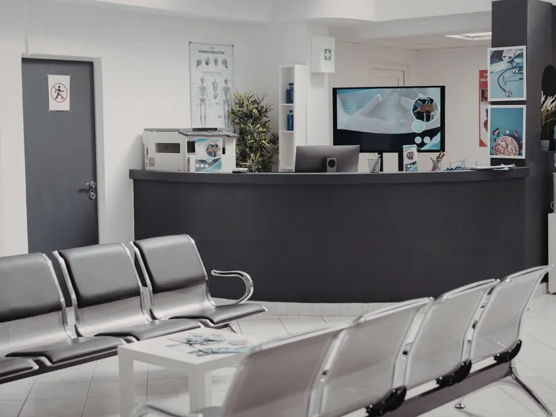 Modern clinic reception and waiting area